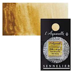 Sennelier French Artists' Watercolor - Raw Sienna, Half Pan and swatch