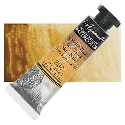 Sennelier French Artists' Watercolor - Raw Sienna, 10 ml Tube and swatch