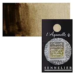 Sennelier French Artists' Watercolor - Raw Umber, Half Pan and swatch