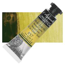 Sennelier French Artists' Watercolor - Brown Green, 10 ml, Tube and swatch