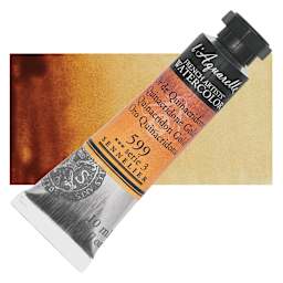 Sennelier French Artists' Watercolor - Quinacridone Gold, 10 ml Tube and swatch