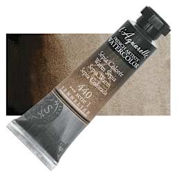 Sennelier French Artists' Watercolor - Warm Sepia, 10 ml Tube and swatch