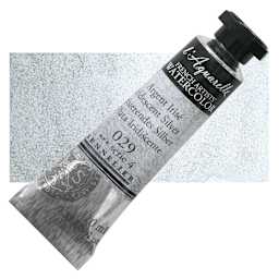 Sennelier French Artists' Watercolor - Iridescent Silver, 10 ml Tube and swatch