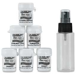 Brusho Crystal Colours - Components of the Craft Spritzer set shown