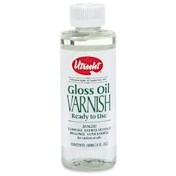 Utrecht Oil Varnishes - Front of 4 oz Gloss Oil Varnish bottle shown