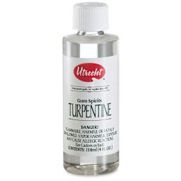 Utrecht Gum Spirits Turpentine - Front view of 4 oz bottle