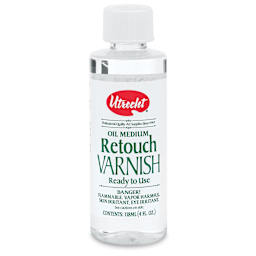 Utrecht Oil Varnishes - Front of 4 oz Retouch Varnish bottle shown