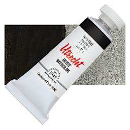 Utrecht Artists' Watercolor Paint - Ivory Black, 14 ml tube and swatch