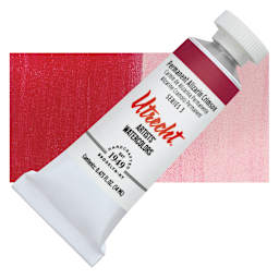 Utrecht Artists' Watercolor Paint - Permanent Alzarin Crimson, 14 ml tube and swatch