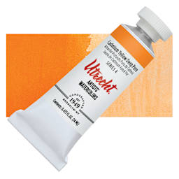 Utrecht Artists' Watercolor Paint - Cadmium Yellow Deep, 14 ml tube and swatch