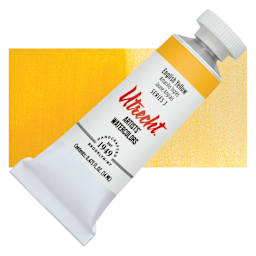 Utrecht Artists' Watercolor Paint - English Yellow, 14 ml, Tube and swatch