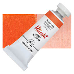 Utrecht Artists' Watercolor Paint - Perinone Orange, 14 ml tube and swatch