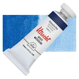 Utrecht Artists' Watercolor Paint - Ultramarine Blue, 14 ml tube and swatch
