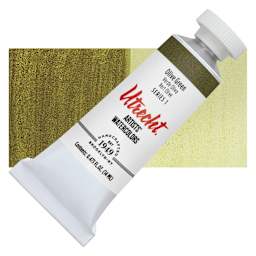 Utrecht Artists' Watercolor Paint - Olive Green, 14 ml tube and swatch