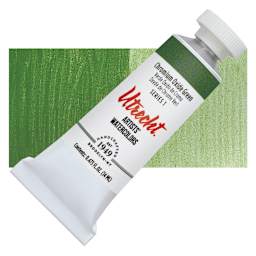 Utrecht Artists' Watercolor Paint - Chromium Oxide Green, 14 ml tube and swatch