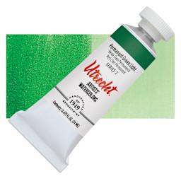 Utrecht Artists' Watercolor Paint - Permanent Green Light, 14 ml tube and swatch