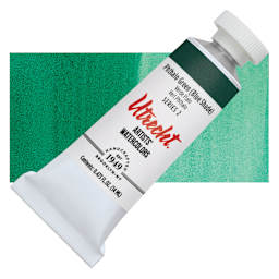 Utrecht Artists' Watercolor Paint - Phthalo Green, 14 ml tube and swatch