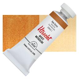 Utrecht Artists' Watercolor Paint - Raw Sienna, 14 ml tube and swatch