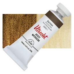 Utrecht Artists' Watercolor Paint - Raw Umber, 14 ml tube and swatch