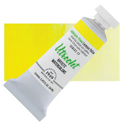 Utrecht Artists' Watercolor Paint - Cadmium-Free Yellow Lemon, 14 ml, Tube and swatch