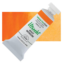 Utrecht Artists' Watercolor Paint - Cadmium-Free Orange, 14 ml Tube and swatch