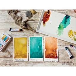 Daniel Smith Extra Fine Watercolor - Set of 3, Desert Horizons swatches and paint on palette