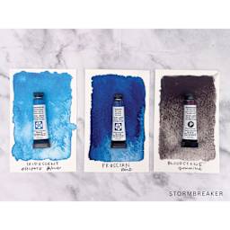 Daniel Smith Extra Fine Watercolor - Set of 3, Stormbreaker, 5 ml Tubes on swatch cards