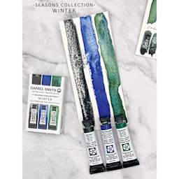 Daniel Smith Extra Fine Watercolor - Set of 3, Winter, 5 ml Tubes with swatches on paper