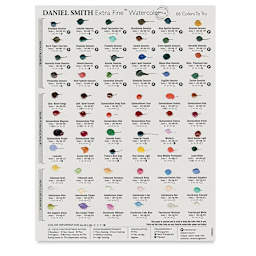 Daniel Smith Extra Fine Watercolors - 66 Color Watercolor Sample Card. Front of card.