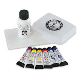 Daniel Smith Extra Fine Watercolors-Essential Mixing Set. Five tubes, one bottle, and travel case.
