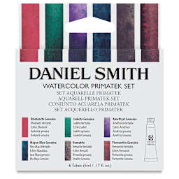 Daniel Smith Extra Fine Watercolors - PrimaTek Set of 6 colors, 5 ml tubes. Front of package.
