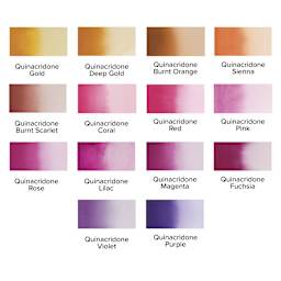 Daniel Smith Extra Fine Watercolor - Set of 14, Quinacridones Collection, 15 ml Tubes, swatches