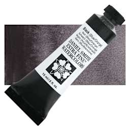 Daniel Smith Extra Fine Watercolor - Black (Blue/Orange), 15 ml Tube and swatch