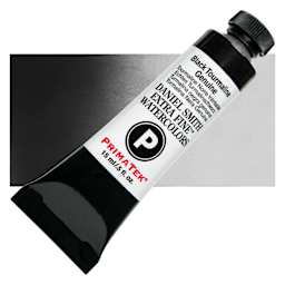 Daniel Smith Extra Fine Watercolor - PrimaTek, Black Tourmaline Genuine, 15 ml Tube and swatch
