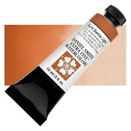 Daniel Smith Extra Fine Watercolor - Burnt Sienna Light, 15 ml tube and swatch