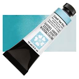 Daniel Smith Extra Fine Watercolor - Cobalt Teal Blue, 15 ml Tube and swatch