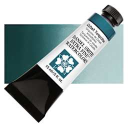 Daniel Smith Extra Fine Watercolor - Cobalt Turquoise, 15 ml Tube and swatch