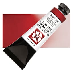 Daniel Smith Extra Fine Watercolor - Deep Scarlet, 15 ml Tube and swatch