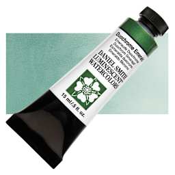 Daniel Smith Luminescent Watercolor - Duochrome Emerald, 15 ml, Tube and swatch
