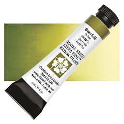 Daniel Smith Extra Fine Watercolor - Green Gold, 5 ml Tube and swatch
