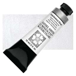 Daniel Smith Luminescent Watercolor - Interference Silver, 15 ml, Tube and swatch