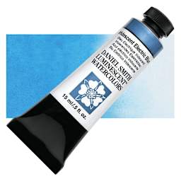 Daniel Smith Luminescent Watercolor - Iridescent Electric Blue, 15 ml, Tube and swatch