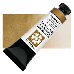 Daniel Smith Luminescent Watercolor - Iridescent Gold, 15 ml, Tube and swatch