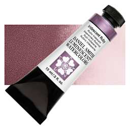Daniel Smith Luminescent Watercolor - Iridescent Ruby, 15 ml, Tube and swatch