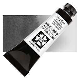 Daniel Smith Extra Fine Watercolor - Ivory Black, 15 ml Tube and swatch