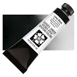 Daniel Smith Extra Fine Watercolor - Lamp Black, 15 ml Tube and swatch