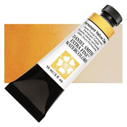 Daniel Smith Extra Fine Watercolor - Permanent Yellow Deep, 15 ml Tube and swatch