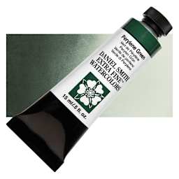 Daniel Smith Extra Fine Watercolor - Perylene Green, 15 ml Tube and swatch