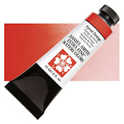 Daniel Smith Extra Fine Watercolor - Pyrrol Orange, 15 ml Tube and swatch
