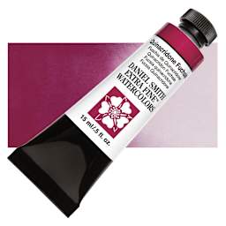 Daniel Smith Extra Fine Watercolor - Quinacridone Fuchsia, 15 ml Tube and swatch
